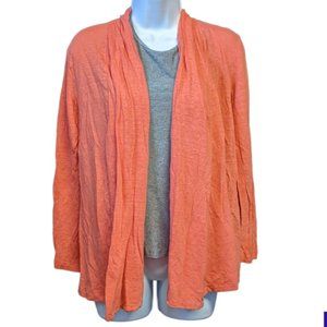 J Jill Love Linen Cardigan Orange 100% Linen Long Sleeve Women's Size Small